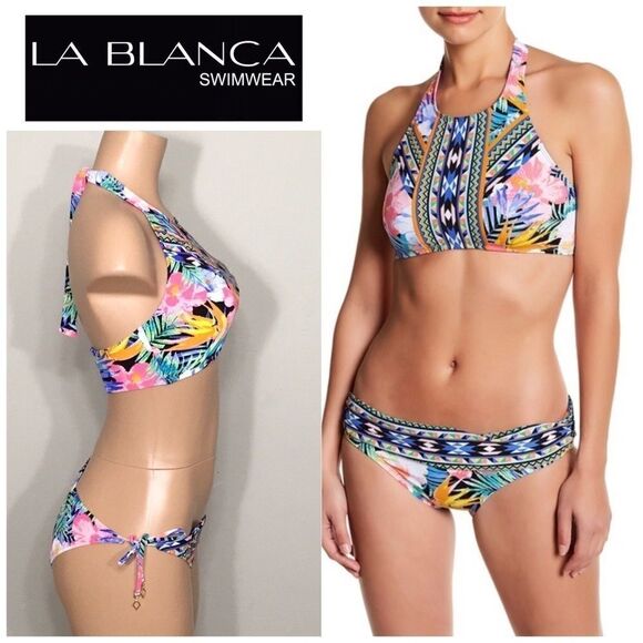 Tropical halter top/side tie bikini. NWT - Picture 1 of 8
